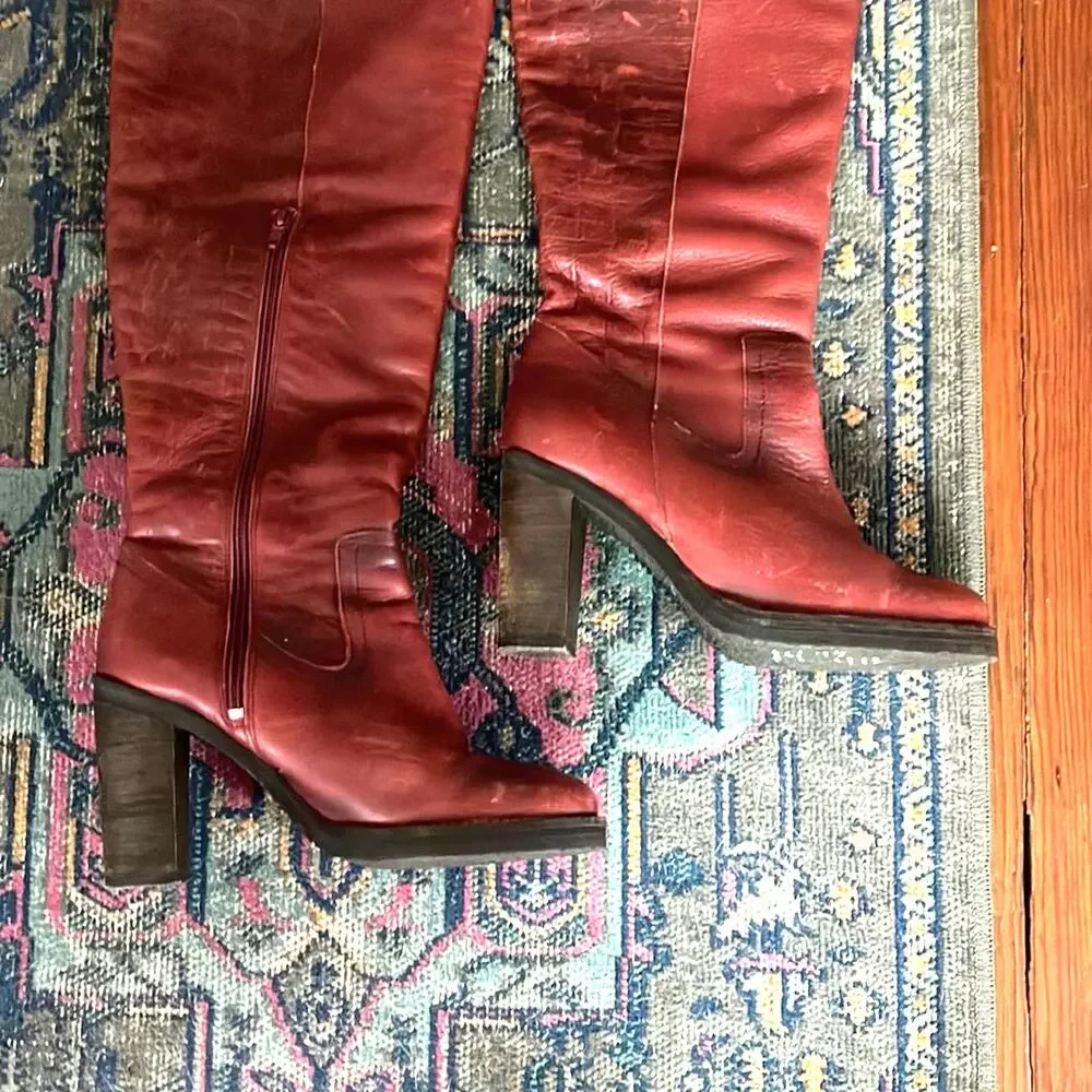 NWOB Free People Novak OTK over the knee leather heeled boots sz 39